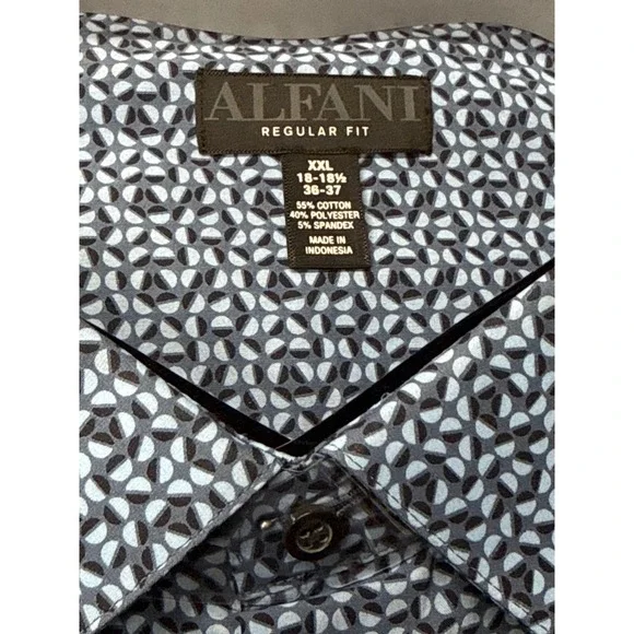 Alfani Men's Regular Fit Traveler Stretch Dress Shirt, Blue Navy Size XXL - Picture 4 of 4